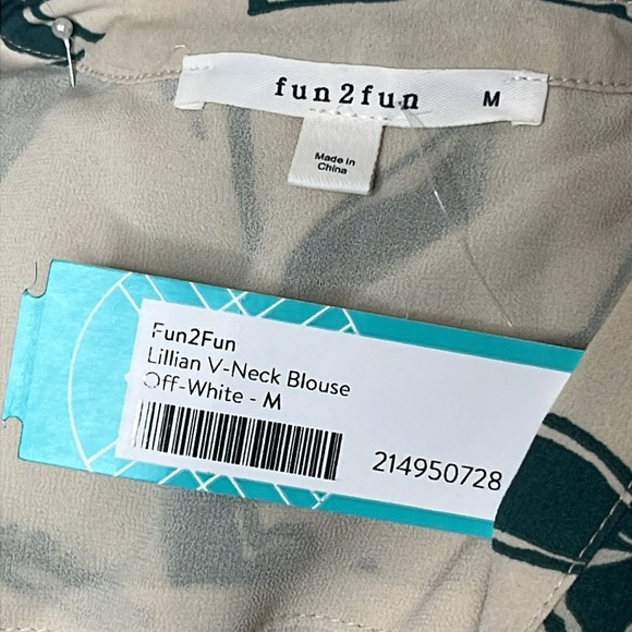 Fun 2 Fun stitchfix Beige and Dark Green Floral Blouse - Picture 8 of 11